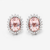 1.61 Carat Genuine Morganite and White Diamond 14K Rose Gold Earrings