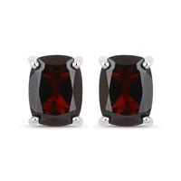 18K White Gold Plated 3.50 Carat Genuine Garnet .925 Sterling Silver Earrings