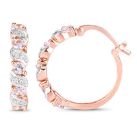 0.98 Carat Genuine Morganite and White Topaz .925 Sterling Silver Earrings