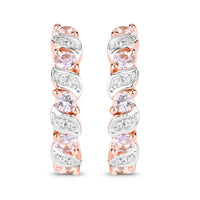 0.98 Carat Genuine Morganite and White Topaz .925 Sterling Silver Earrings