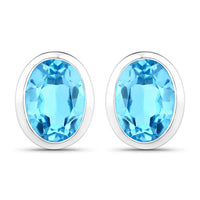 4.00 Carat Genuine Swiss Blue Topaz .925 Sterling Silver Earrings