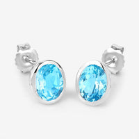4.00 Carat Genuine Swiss Blue Topaz .925 Sterling Silver Earrings
