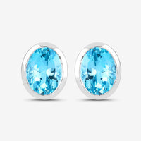 4.00 Carat Genuine Swiss Blue Topaz .925 Sterling Silver Earrings