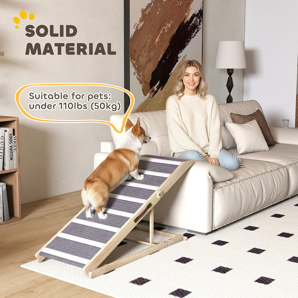 Dog Ramp For Couch, 4 Adjustable High-traction Carpet And Crossbars Foldable Pet Ramp For Small To Large Dog