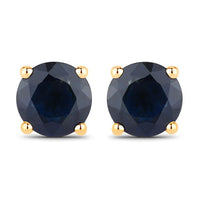 1.70 Carat Genuine Blue Sapphire 14K Yellow Gold Earrings
