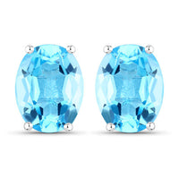 4.00 Carat Genuine Swiss Blue Topaz .925 Sterling Silver Earrings
