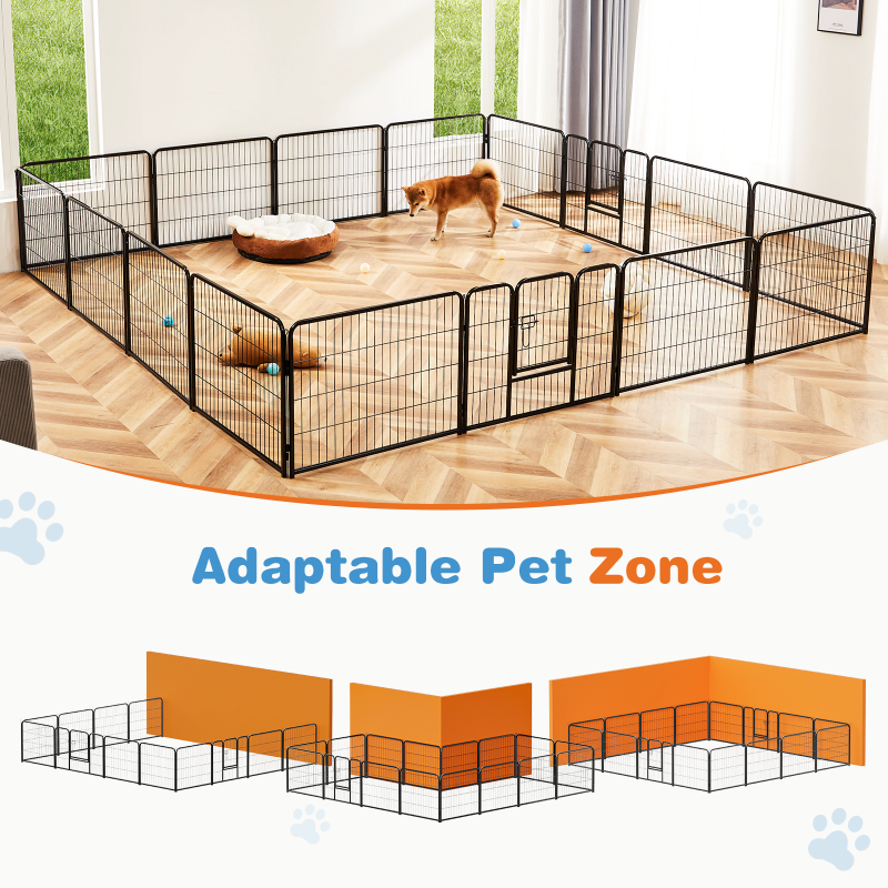 Dog Playpen Indoor Fence Height Metal Exercise Pen With Door Small Puppy Medium Large Dogs Animal Pet For Outdoor, Garde