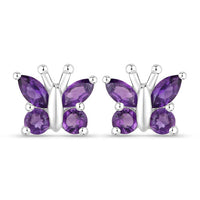 1.00 Carat Genuine Amethyst .925 Sterling Silver Earrings
