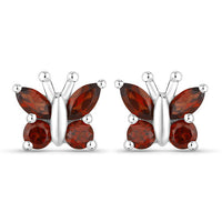 1.28 Carat Genuine Garnet .925 Sterling Silver Earrings