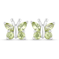1.00 Carat Genuine Peridot .925 Sterling Silver Earrings