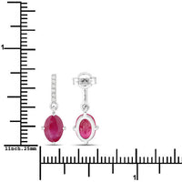 1.75 Carat Genuine Ruby and White Diamond 10K White Gold Earrings