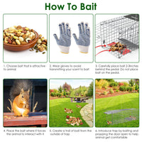2Pcs 24X7.48X8.27IN Folding Humane Live Animal Trap Cages Easy To Catch And Release Foldable Cat Trap Galvanized Steel F