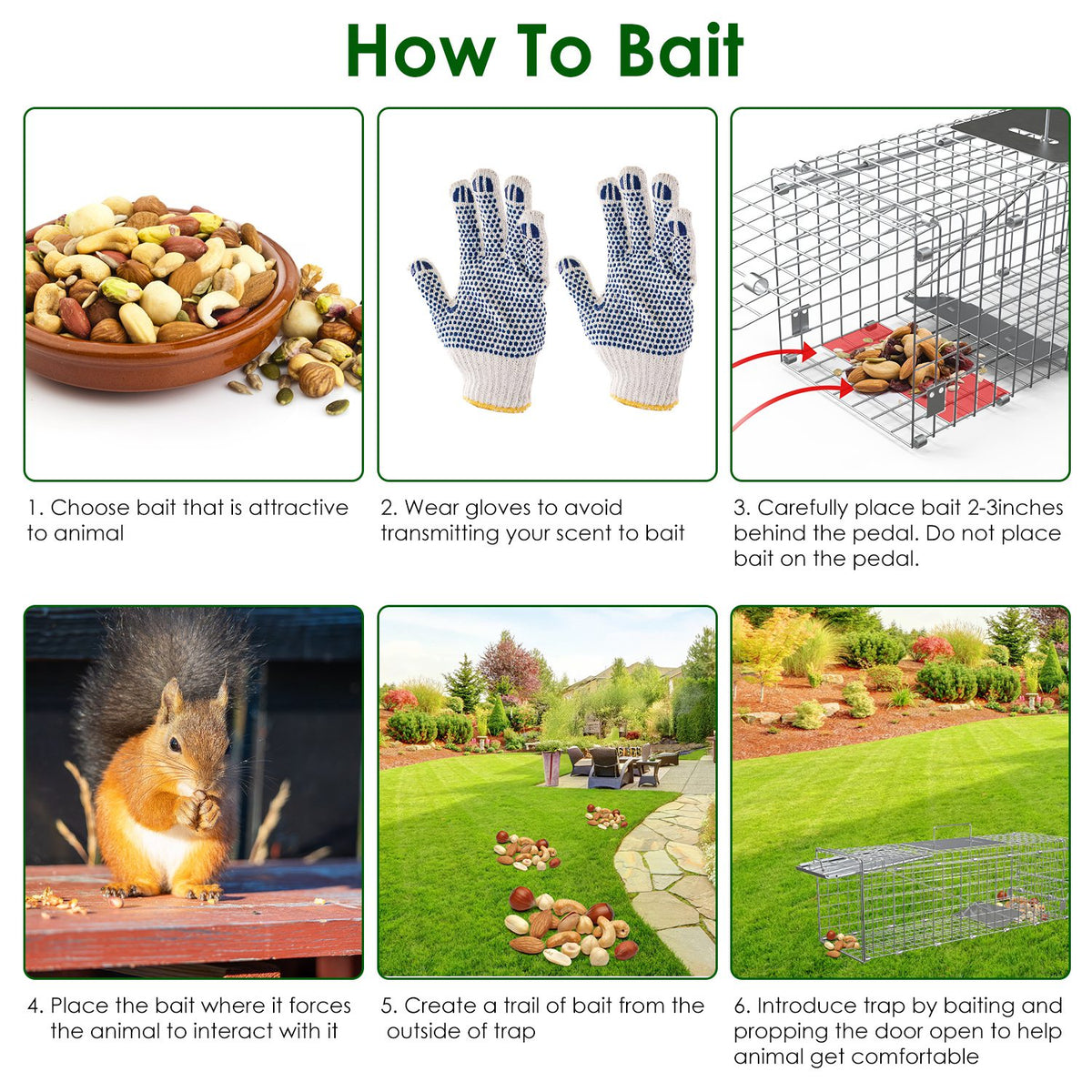 2Pcs 24X7.48X8.27IN Folding Humane Live Animal Trap Cages Easy To Catch And Release Foldable Cat Trap Galvanized Steel F