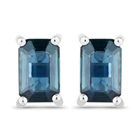 0.80 Carat Genuine Blue Sapphire 14K White Gold Earrings