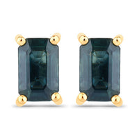 0.80 Carat Genuine Blue Sapphire 14K Yellow Gold Earrings