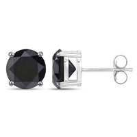 4.25 Carat Genuine Black Diamond 14K White Gold Earrings