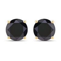3.48 Carat Genuine Black Diamond 14K Yellow Gold Earrings