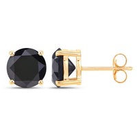 3.48 Carat Genuine Black Diamond 14K Yellow Gold Earrings
