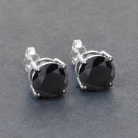 3.08 Carat Genuine Black Diamond 14K White Gold Earrings