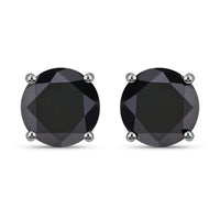 3.08 Carat Genuine Black Diamond 14K White Gold Earrings