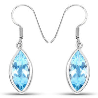 9.76 Carat Genuine Blue Topaz .925 Sterling Silver Earrings