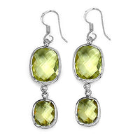 25.74 Carat Genuine Lemon Quartz .925 Sterling Silver Earrings