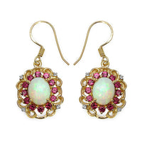 14K Yellow Gold Plated 4.94 Carat Genuine Multi Stones .925 Sterling Silver Earrings