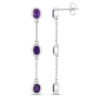 2.04 Carat Genuine Amethyst .925 Sterling Silver Earrings