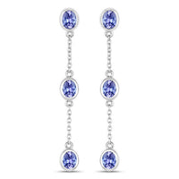 1.98 Carat Genuine Tanzanite .925 Sterling Silver Earrings