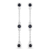 0.66 Carat Genuine Blue Sapphire .925 Sterling Silver Earrings