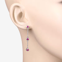 0.78 Carat Genuine Ruby .925 Sterling Silver Earrings