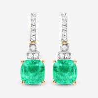 2.72 Carat Genuine Ethiopian Emerald and White Diamond 14K Yellow Gold Earrings