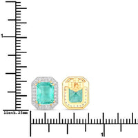 2.99 Carat Genuine Ethiopian Emerald and White Diamond 14K Yellow Gold Earrings