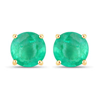 0.72 Carat Genuine Zambian Emerald 10K Yellow Gold Earrings