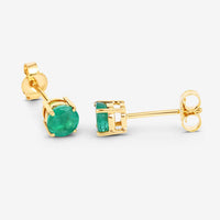 0.72 Carat Genuine Zambian Emerald 10K Yellow Gold Earrings