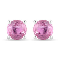 1.30 Carat Genuine Pink Sapphire 10K White Gold Earrings