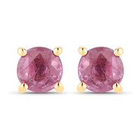1.30 Carat Genuine Pink Sapphire 10K Yellow Gold Earrings