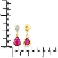 2.46 Carat Genuine Ruby and White Diamond 14K Yellow Gold Earrings