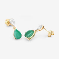 2.28 Carat Genuine Zambian Emerald and White Diamond 10K Yellow Gold Earrings