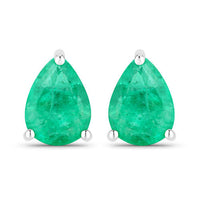 0.70 Carat Genuine Zambian Emerald 14K White Gold Earrings