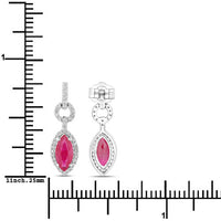 1.23 Carat Genuine Ruby and White Diamond 14K White Gold Earrings