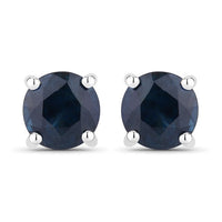 1.30 Carat Genuine Blue Sapphire 14K White Gold Earrings