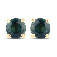 1.30 Carat Genuine Blue Sapphire 14K Yellow Gold Earrings