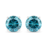 0.81 Carat Genuine Blue Diamond 14K White Gold Earrings