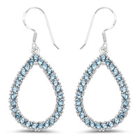 4.32 Carat Genuine London Blue Topaz .925 Sterling Silver Earrings