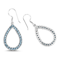 4.32 Carat Genuine London Blue Topaz .925 Sterling Silver Earrings