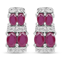 3.20 Carat Glass Filled Ruby .925 Sterling Silver Earrings