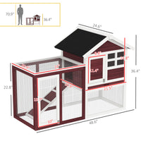 49" Wooden Rabbit Hutch Bunny Cage with Waterproof Asphalt Roof, Fun Outdoor Run, Removable Tray and Ramp, for Rabbits, 