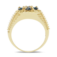14K Yellow Gold Plated 1.40 Carat Genuine Blue Diamond .925 Sterling Silver Ring