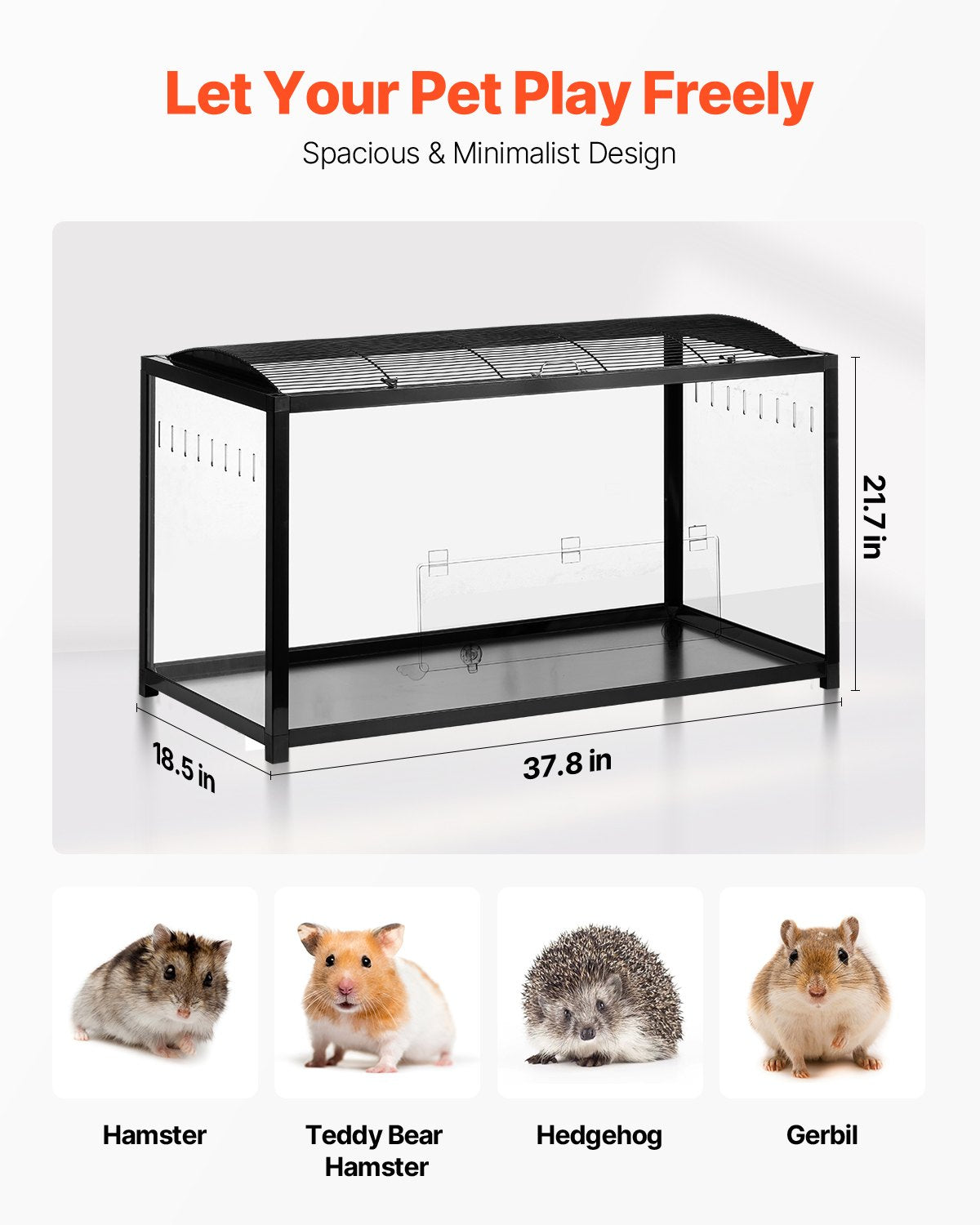 Hamster Cage Habitat 37.8in Clear Pet Rodent Gerbil Mice Small Animal House